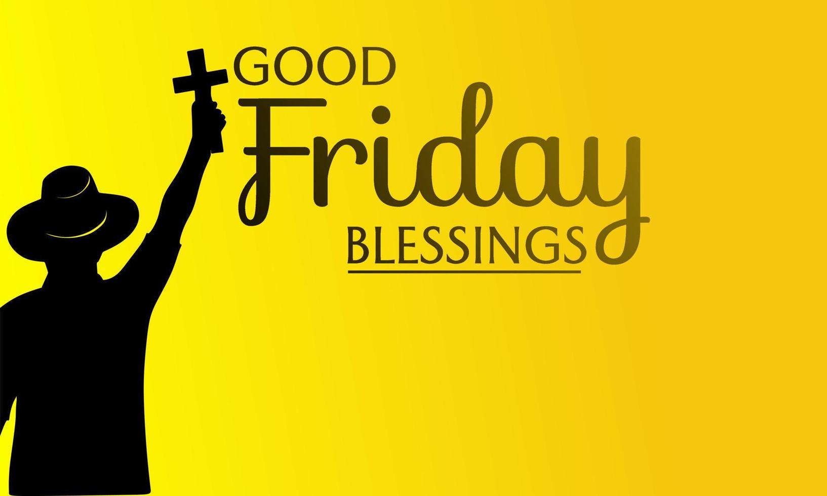 good friday banner on yellow background and illustration of people holding cross vector