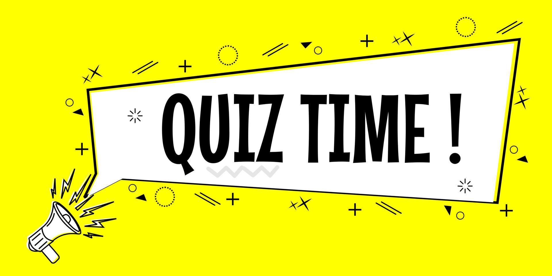 yellow quiz time banner with comic style background. suitable for use