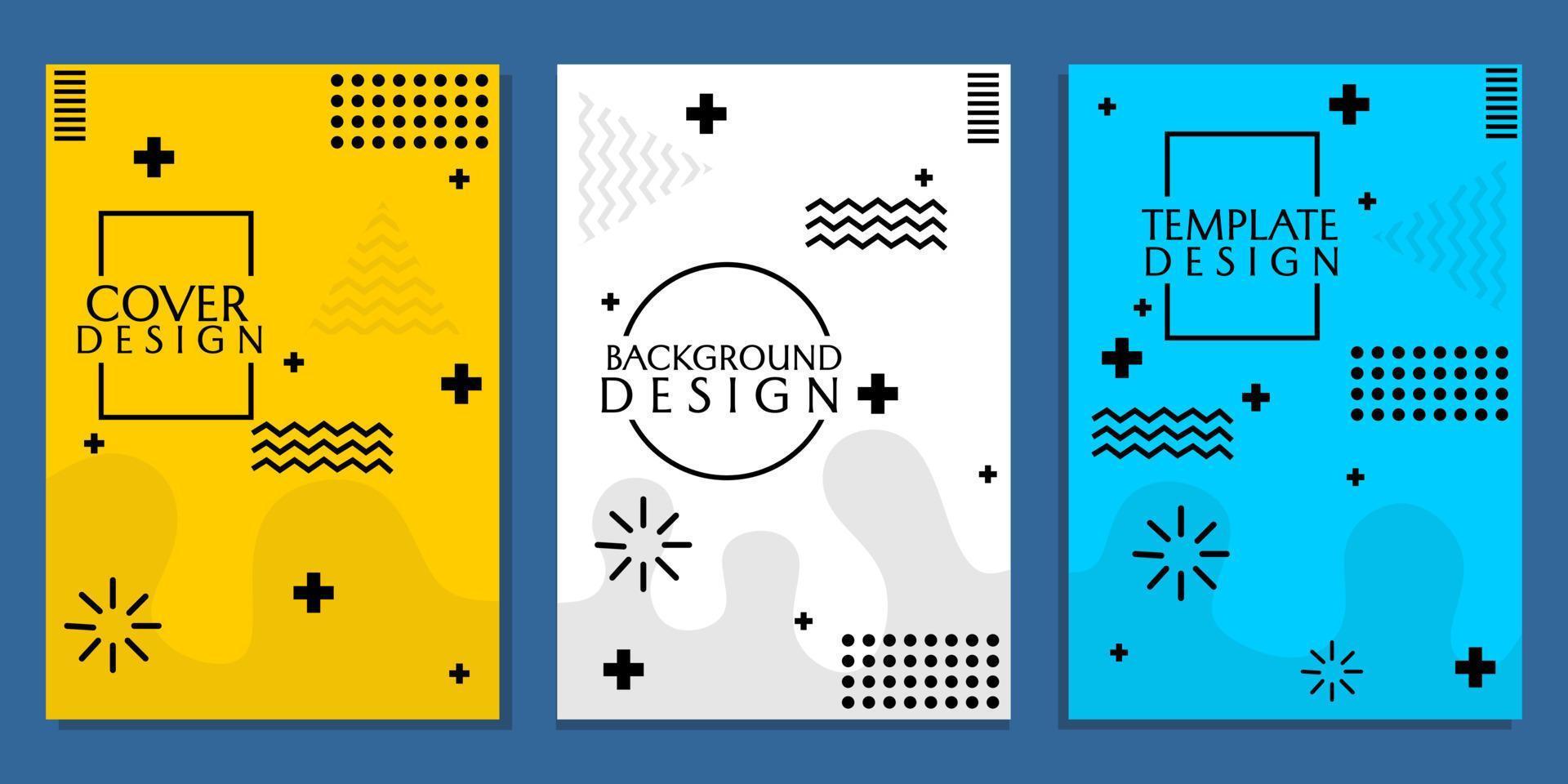 book cover design set with dynamic abstract geometric elements vector