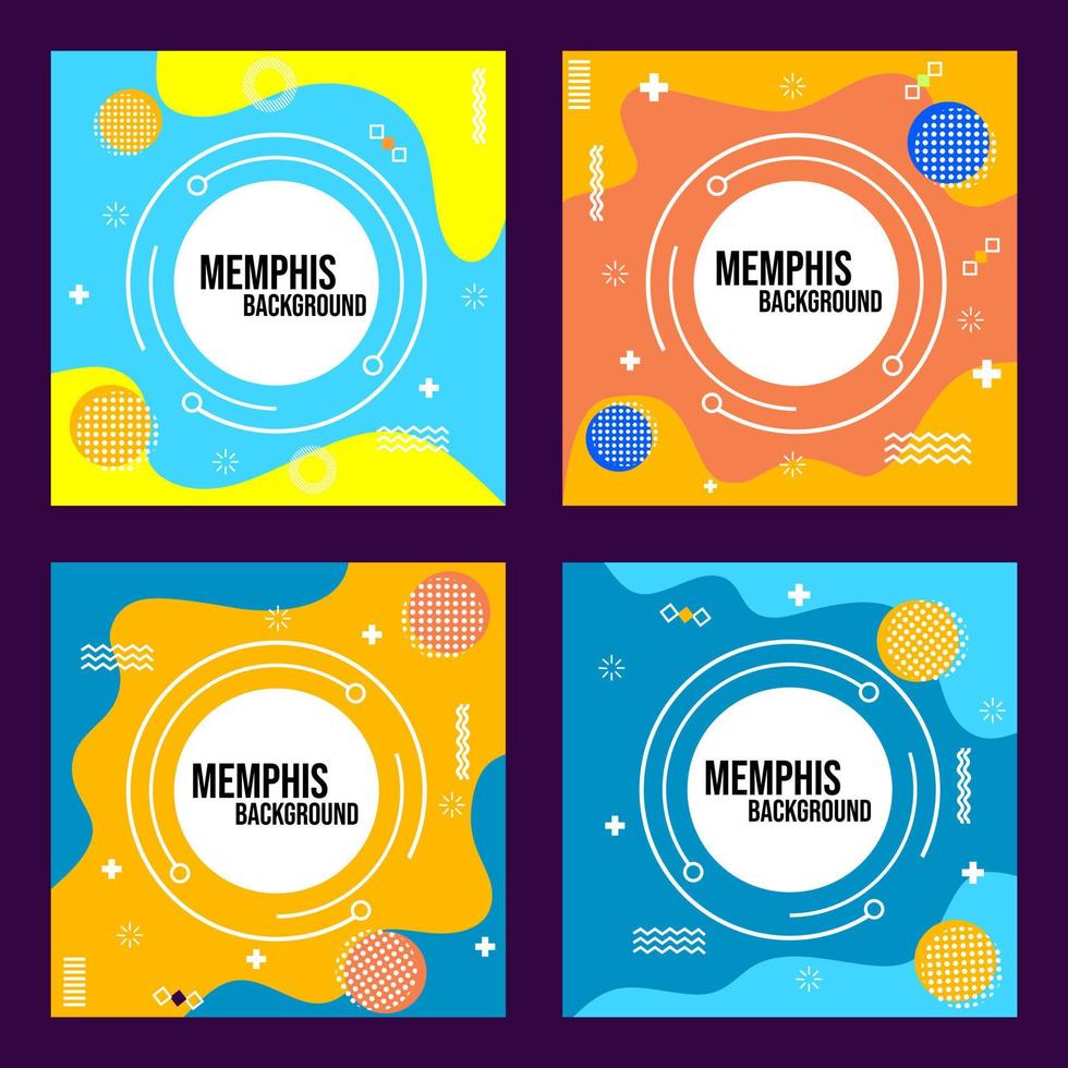 diseño de plantilla de redes sociales de estilo memphis. utilizado para diseños de alimentación alegres y coloridos vector