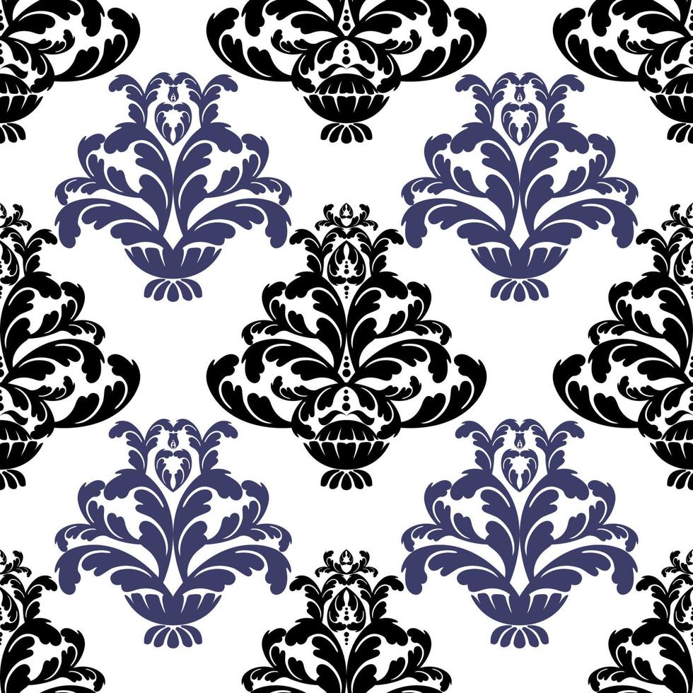 Remolino de ornamento de pergamino barroco vintage de damasco vectorial. remolino del escudo heráldico del monograma victoriano. retro floral patrón de hojas frontera follaje antiguo acanto caligrafía grabado tatuaje. patrones sin fisuras vector