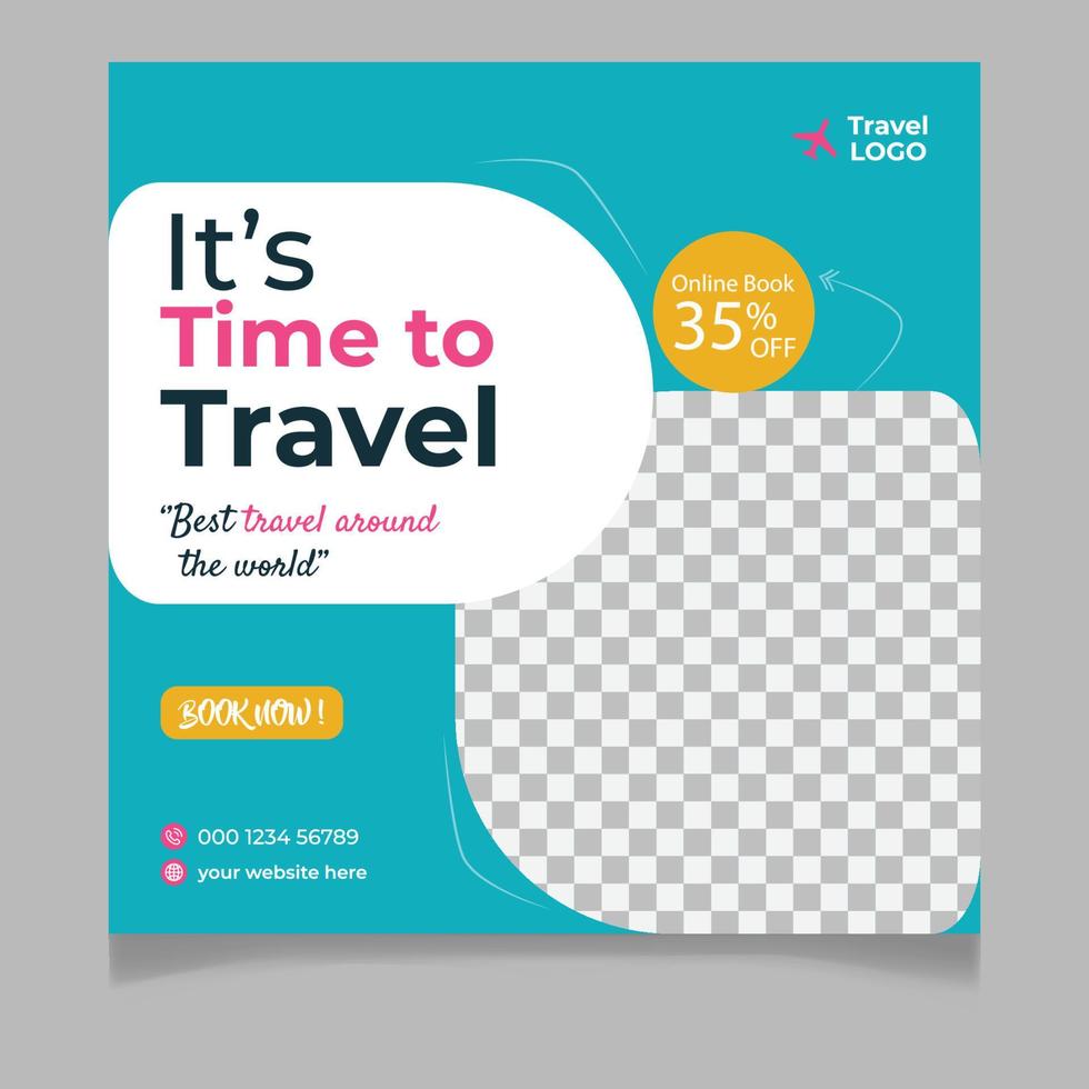 Travel social media post template vector