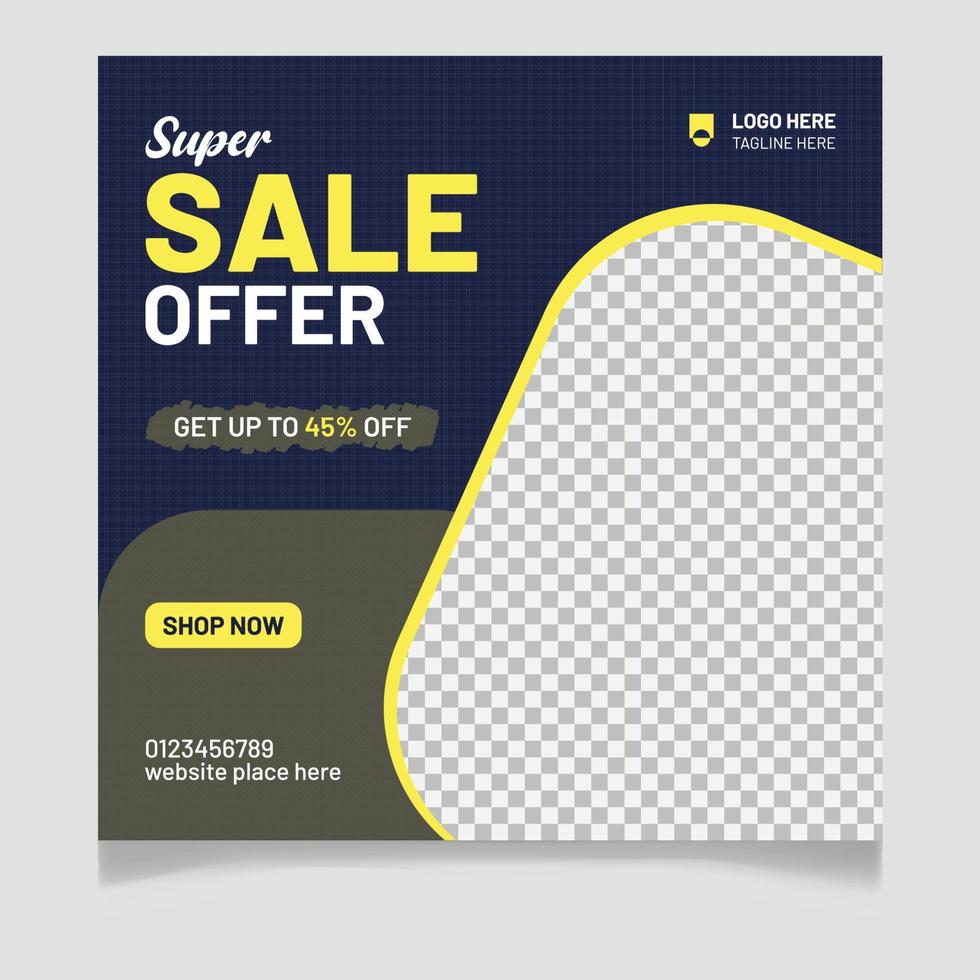 Super sale offer social media post template vector