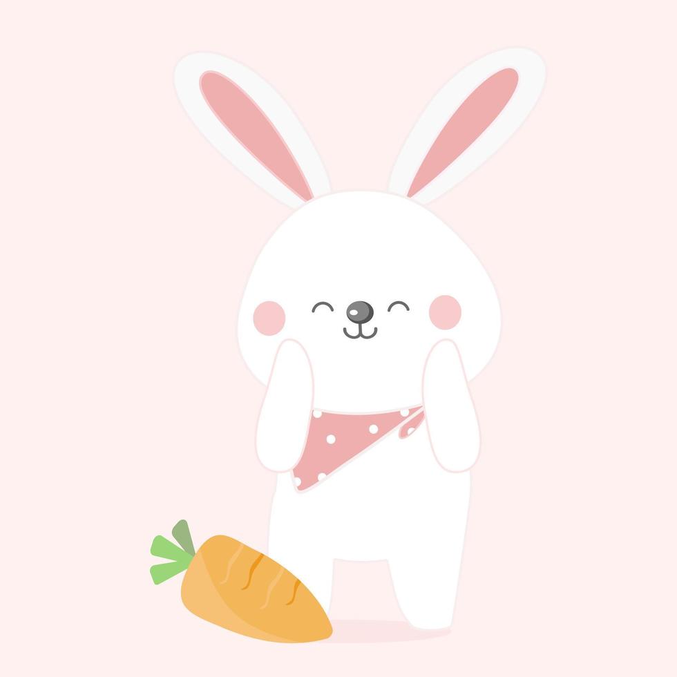 Cute rabbit cartoon character. vector