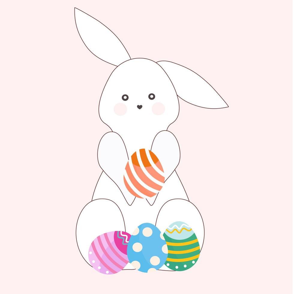 conejito de pascua con huevo. vector