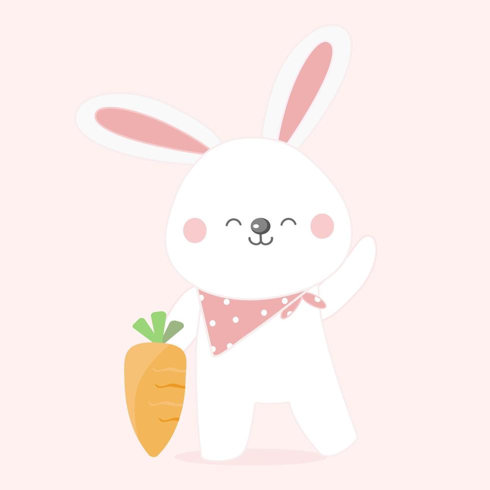 lindo personaje de dibujos animados de conejo. vector