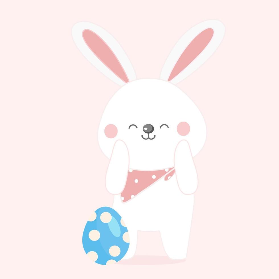 Easter bunny with egg cute rabbit. vector