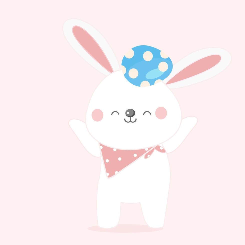 Easter bunny with egg cute rabbit. vector