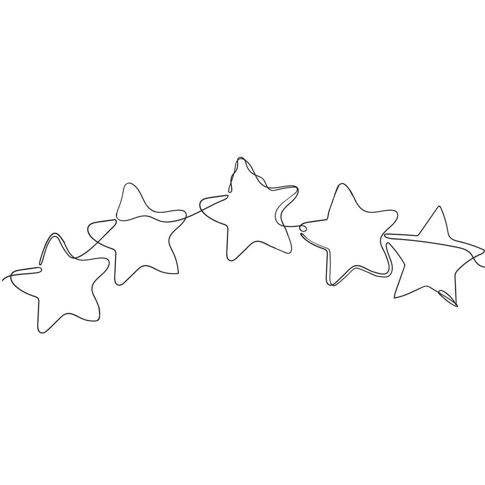 vector de ilustración de retroalimentación de estrella de calificación de dibujo de línea continua