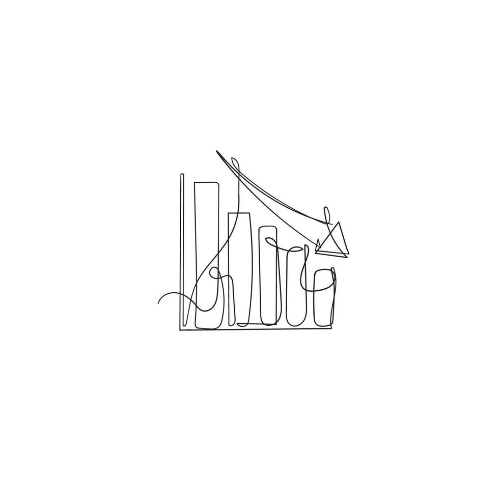 continuous line drawing graph arrow illustration vector isolated