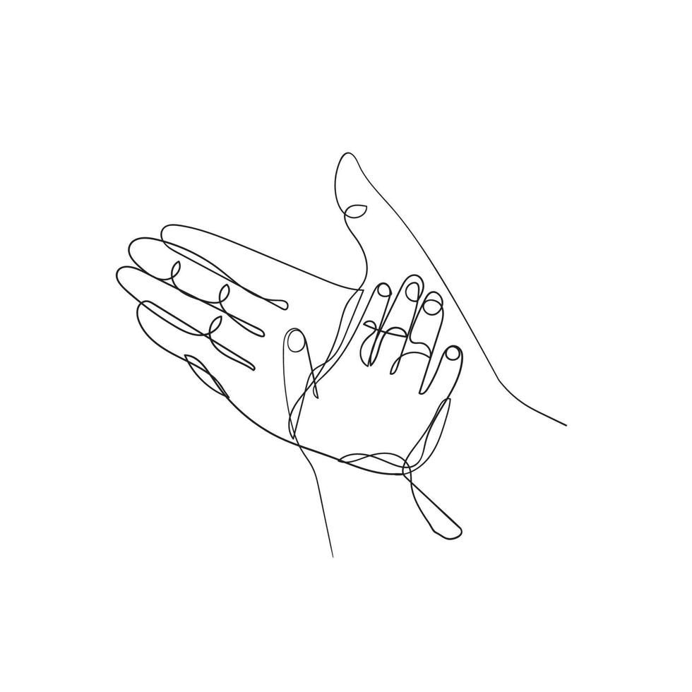 continuous line drawing holding baby's hand illustration vector