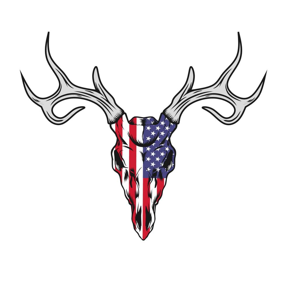 concepto de ilustración de cráneo de ciervo americano vector