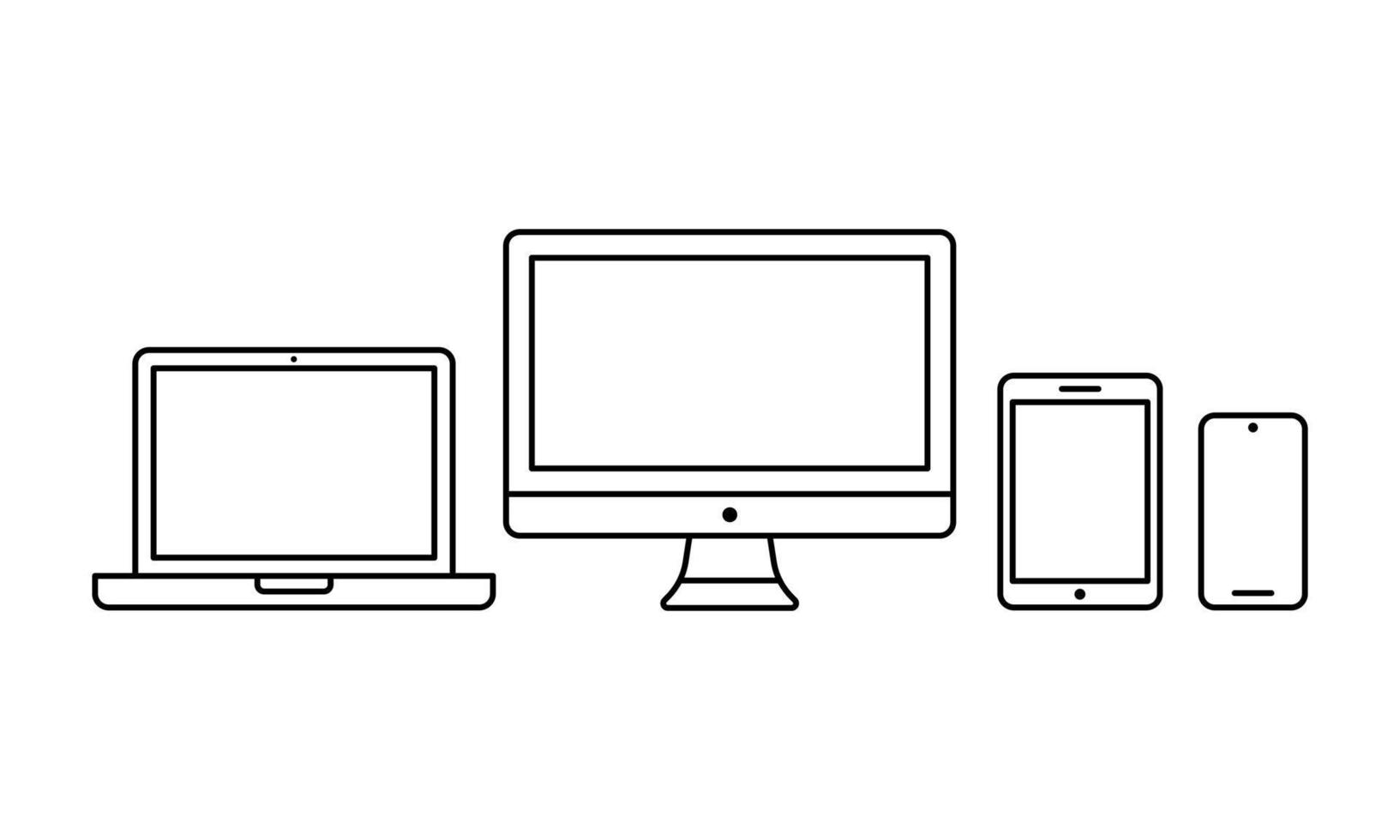 ilustración vectorial esbozada del ecosistema de productos de dispositivos electrónicos modernos. adecuado para banner de tecnología, computadora, teléfono inteligente y pantalla de computadora portátil. vector