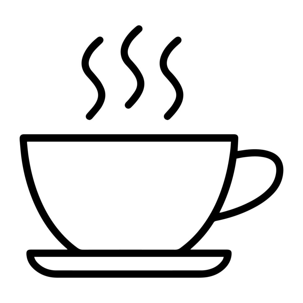 Coffee cup line icon. Vector illustration of delicious warm coffee cup.