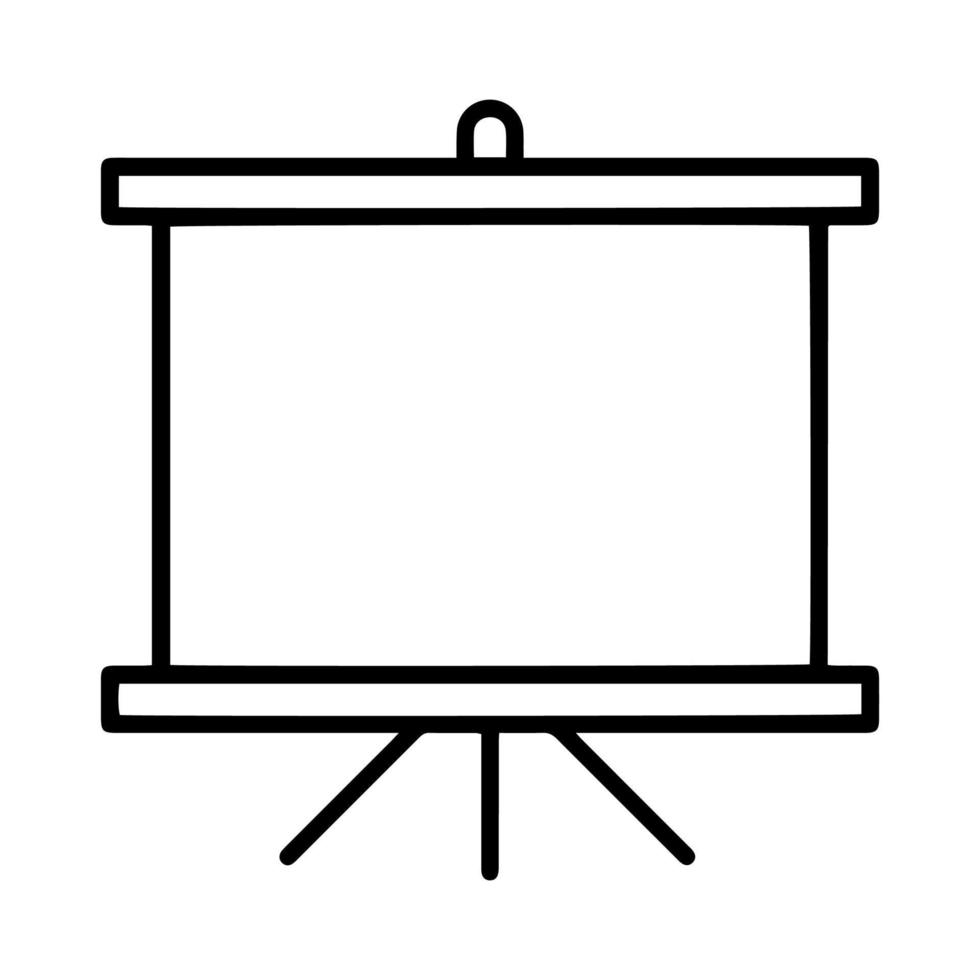 Black line presentation board icon on white background. Education and business concept. Line vector sign, symbol for web and mobile