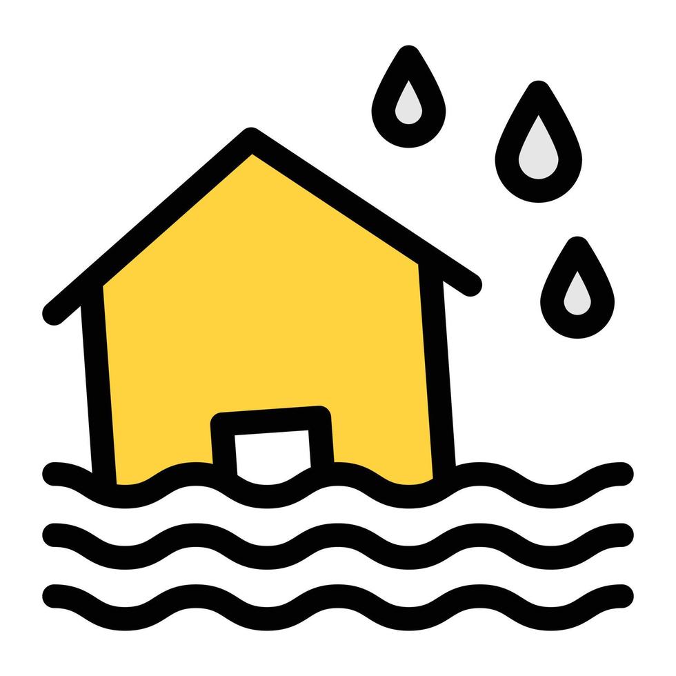 ilustración vectorial de inundación de la casa en un fondo. símbolos de calidad premium. iconos vectoriales para el concepto y el diseño gráfico. vector