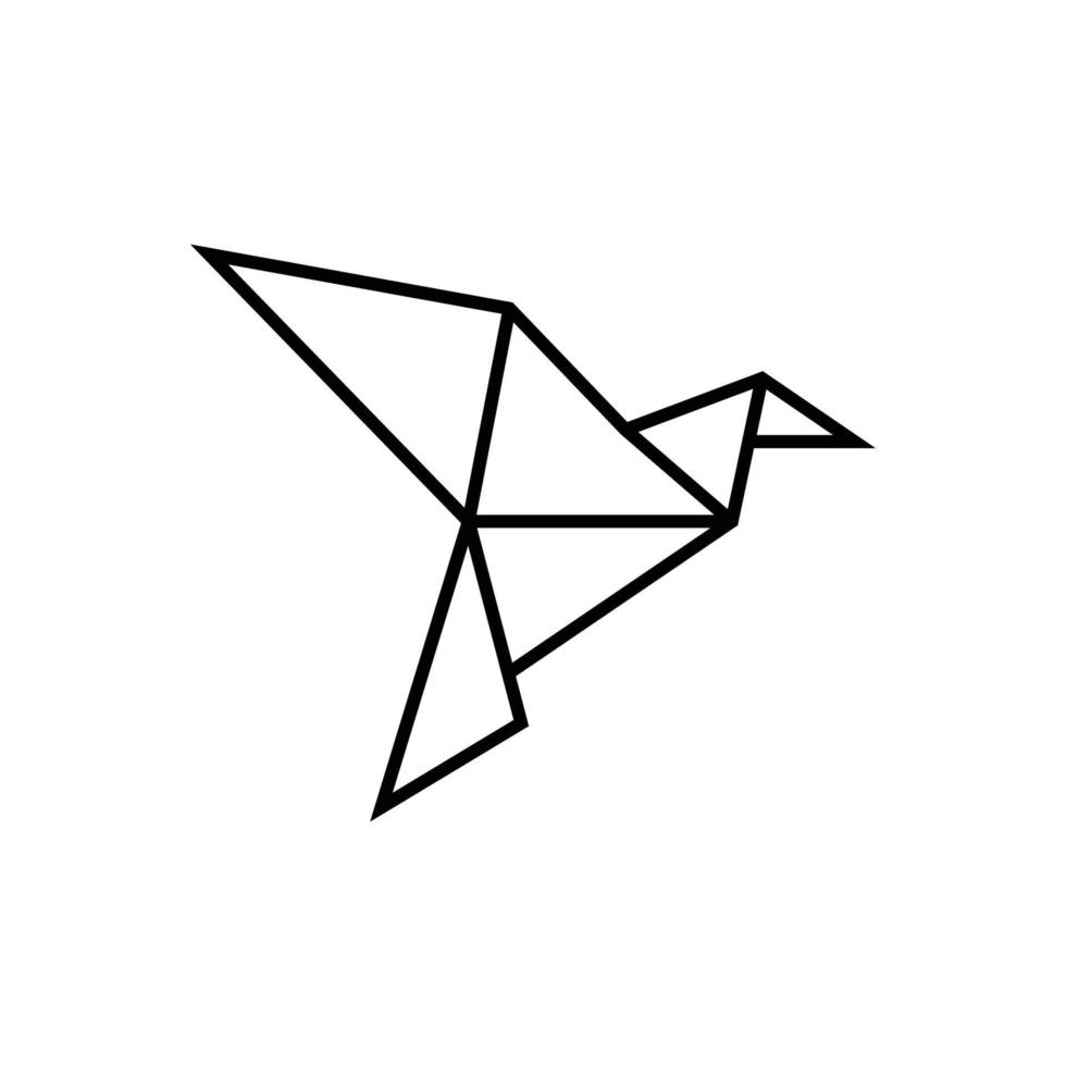 vector de plantilla de diseño de icono de logotipo de pájaro de origami