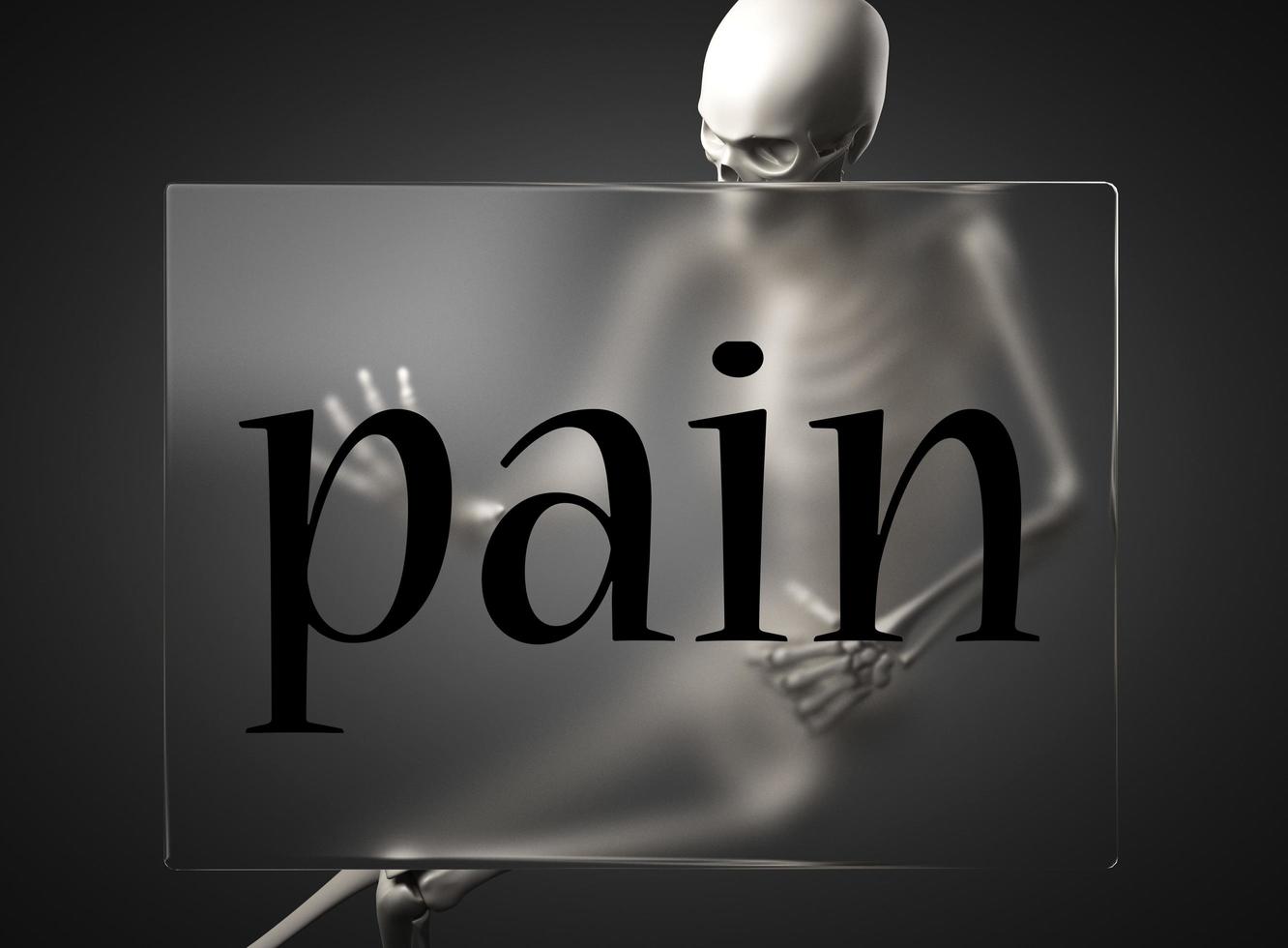 pain word on glass and skeleton photo