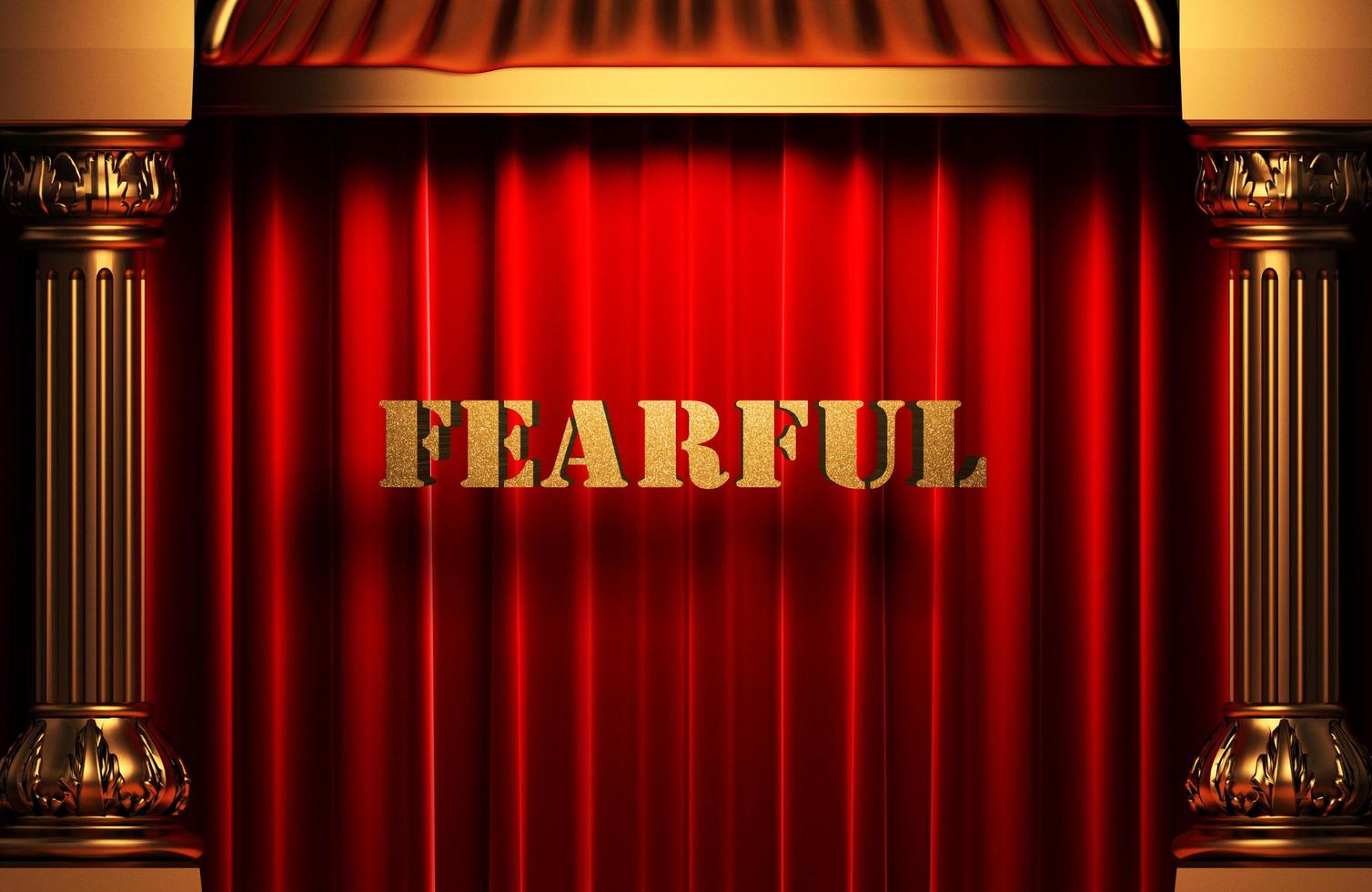 fearful golden word on red curtain photo