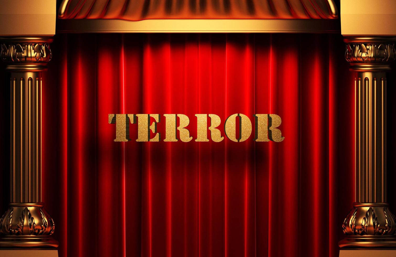 terror golden word on red curtain photo