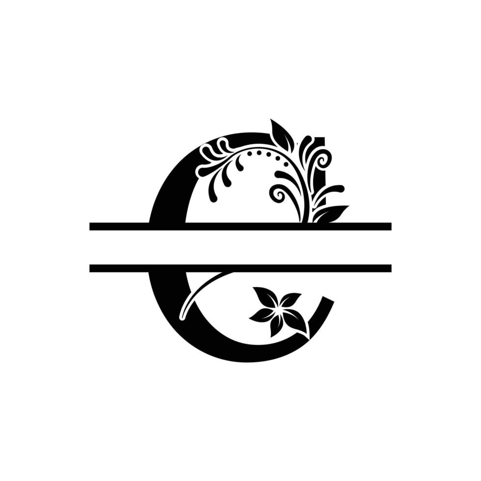 Initial C Decorative  Monogram Split Letter Vector