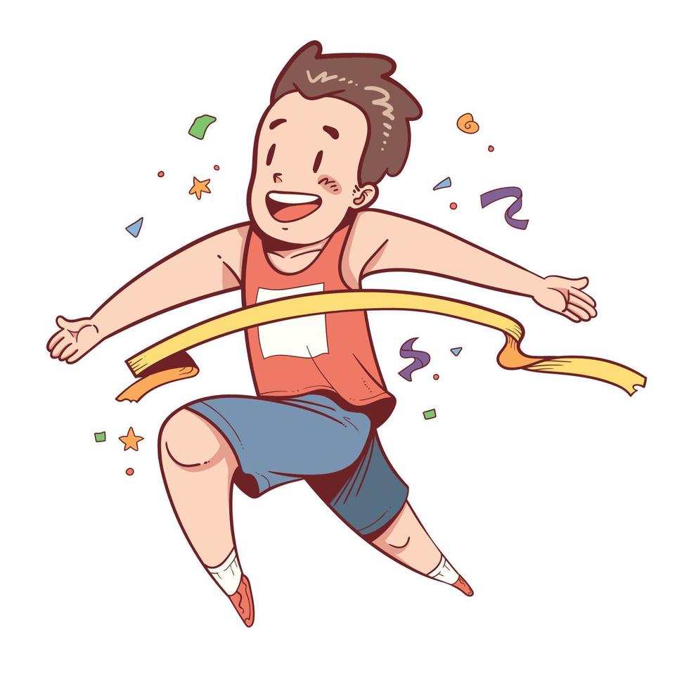 Champion runner pass the finish line vector