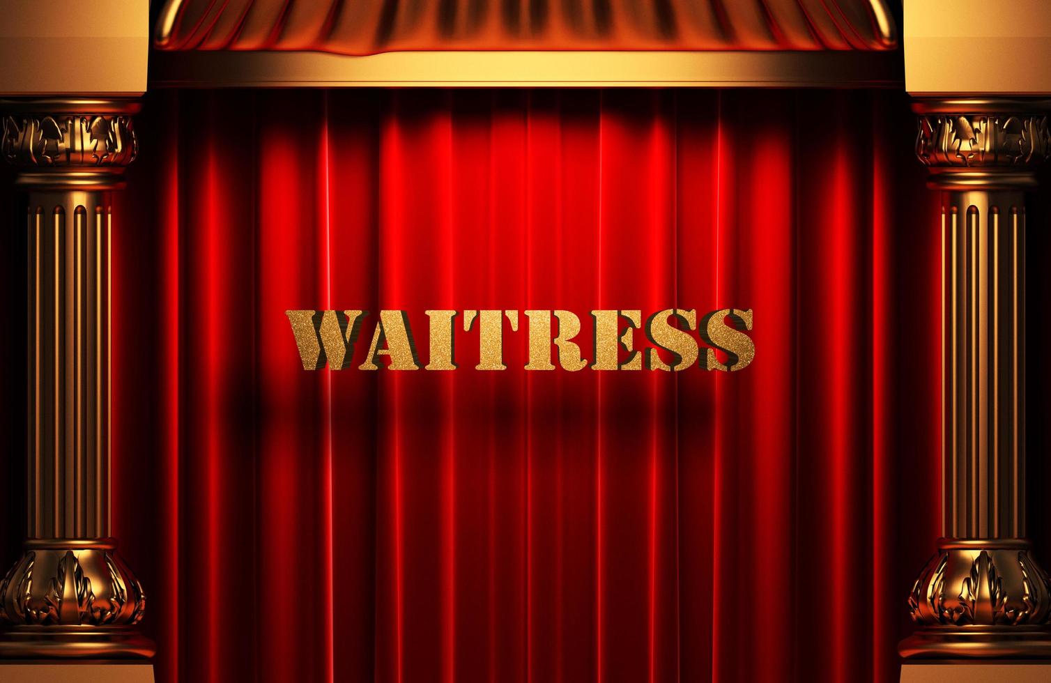 waitress golden word on red curtain photo