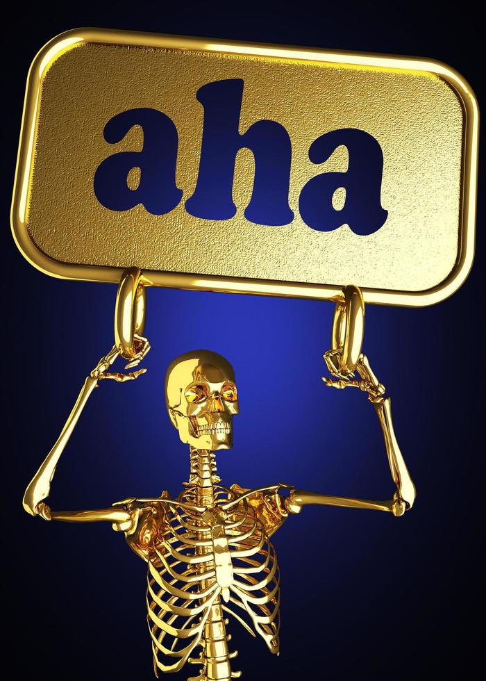aha word and golden skeleton photo