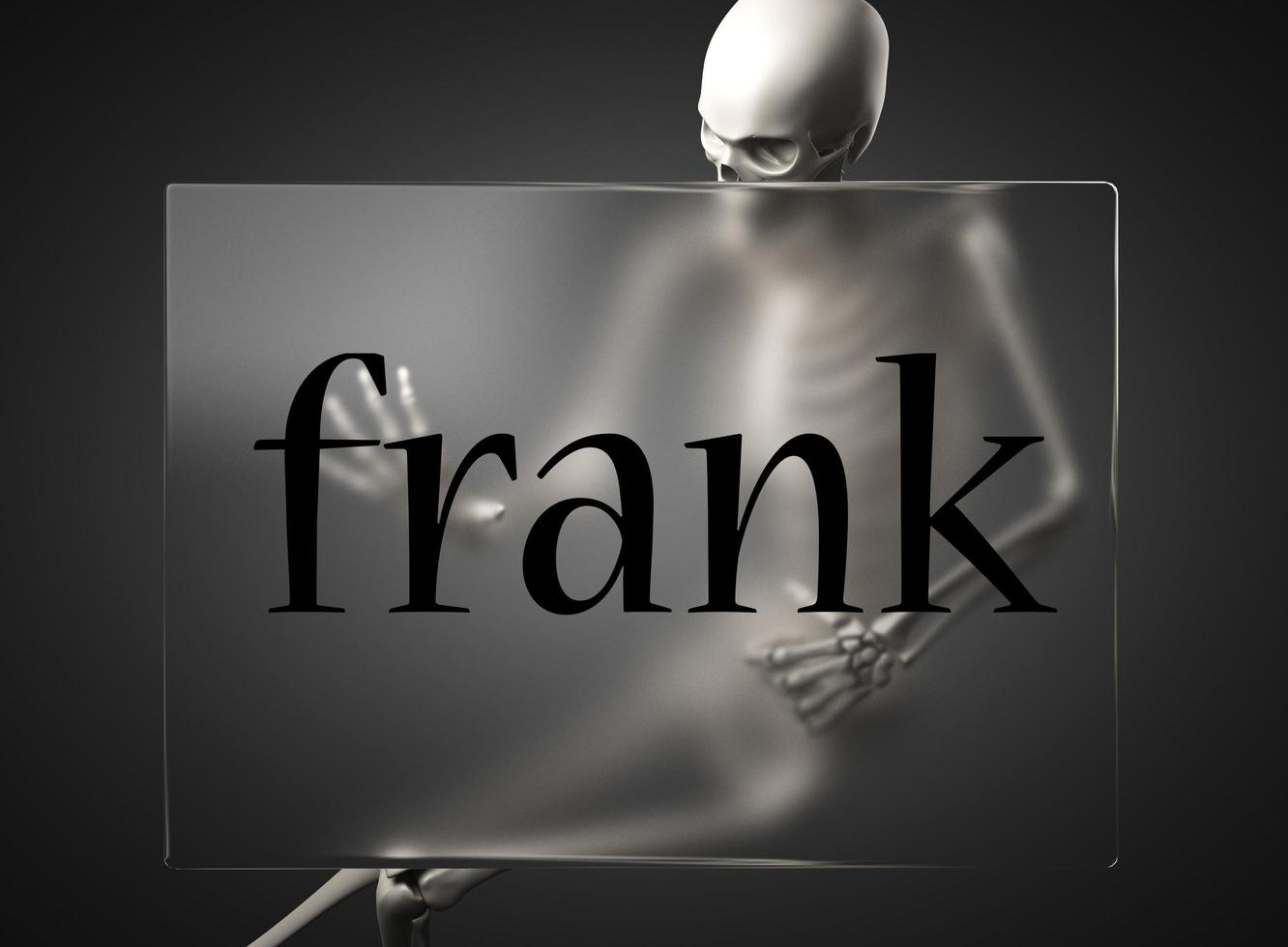 frank word on glass and skeleton photo