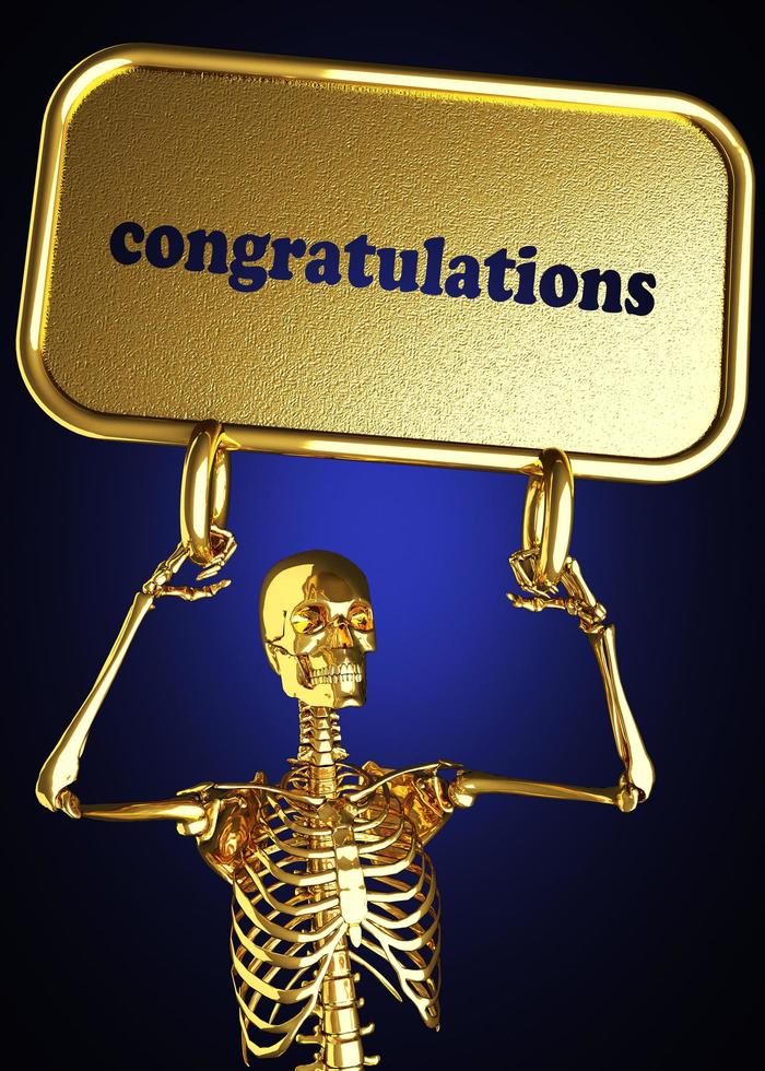 felicidades palabra y esqueleto dorado foto