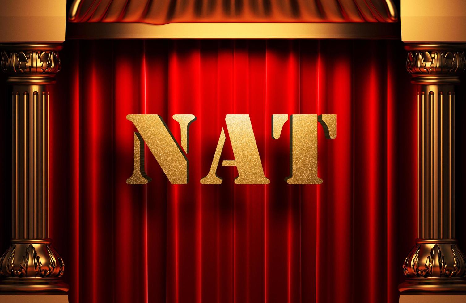 nat golden word on red curtain photo