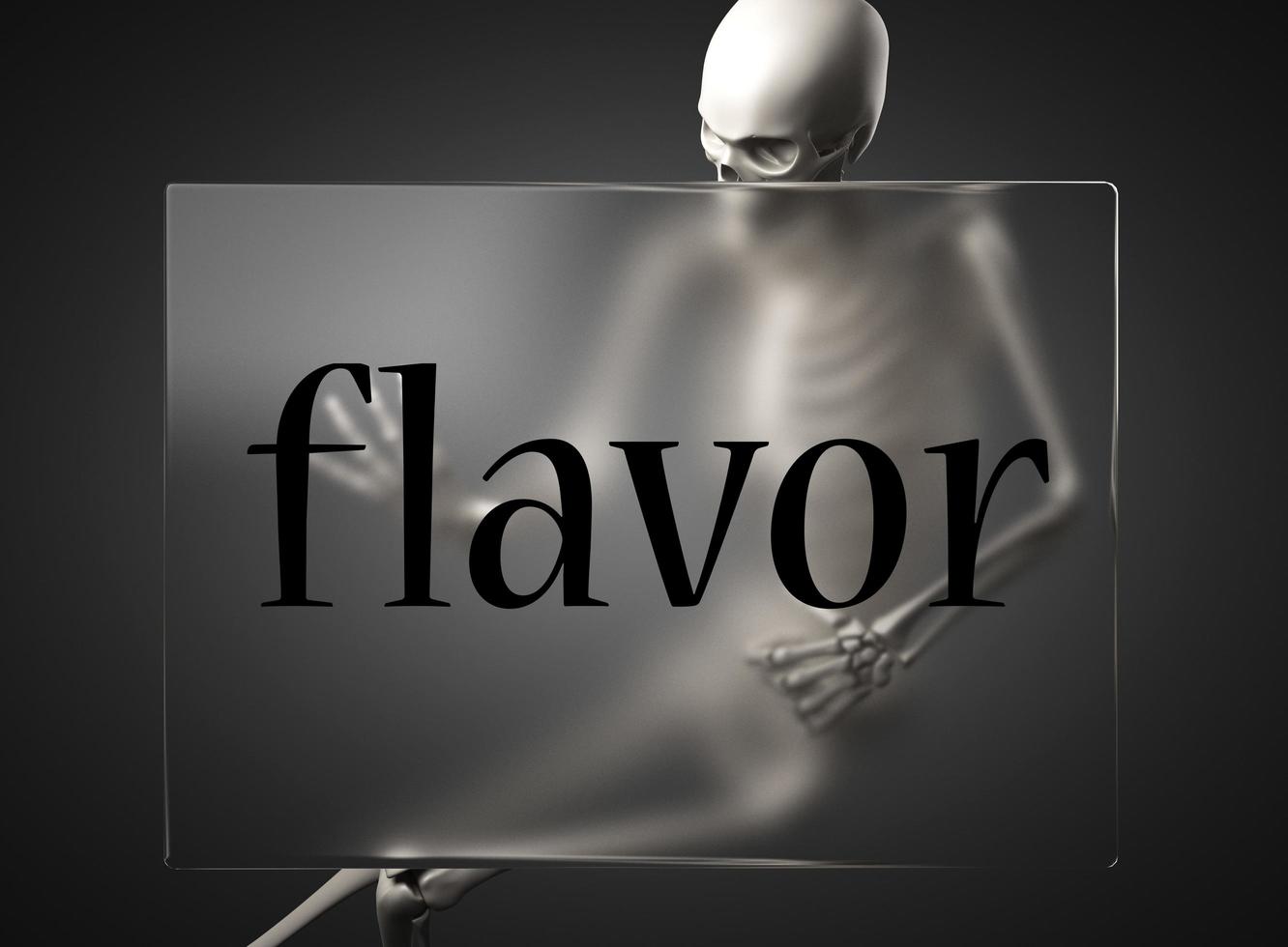 flavor word on glass and skeleton photo