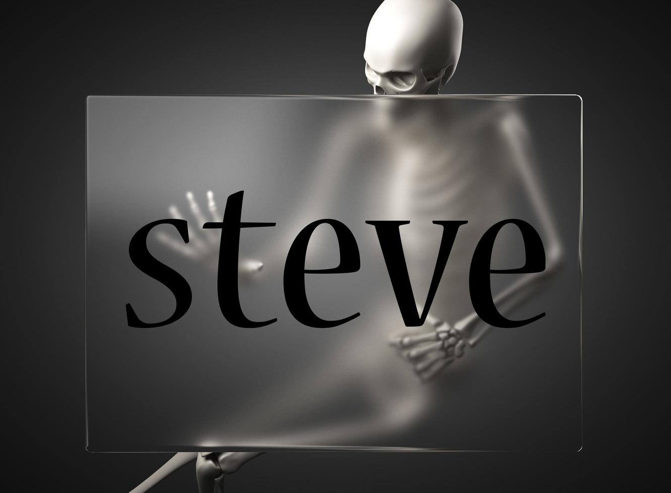 steve word on glass and skeleton photo