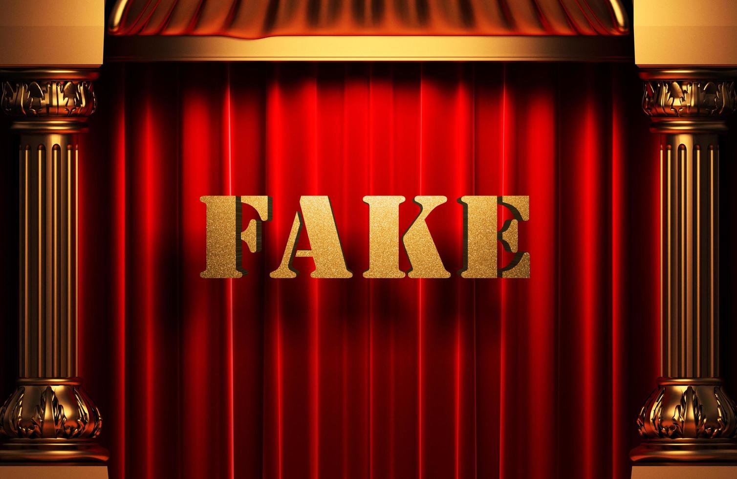 fake golden word on red curtain photo