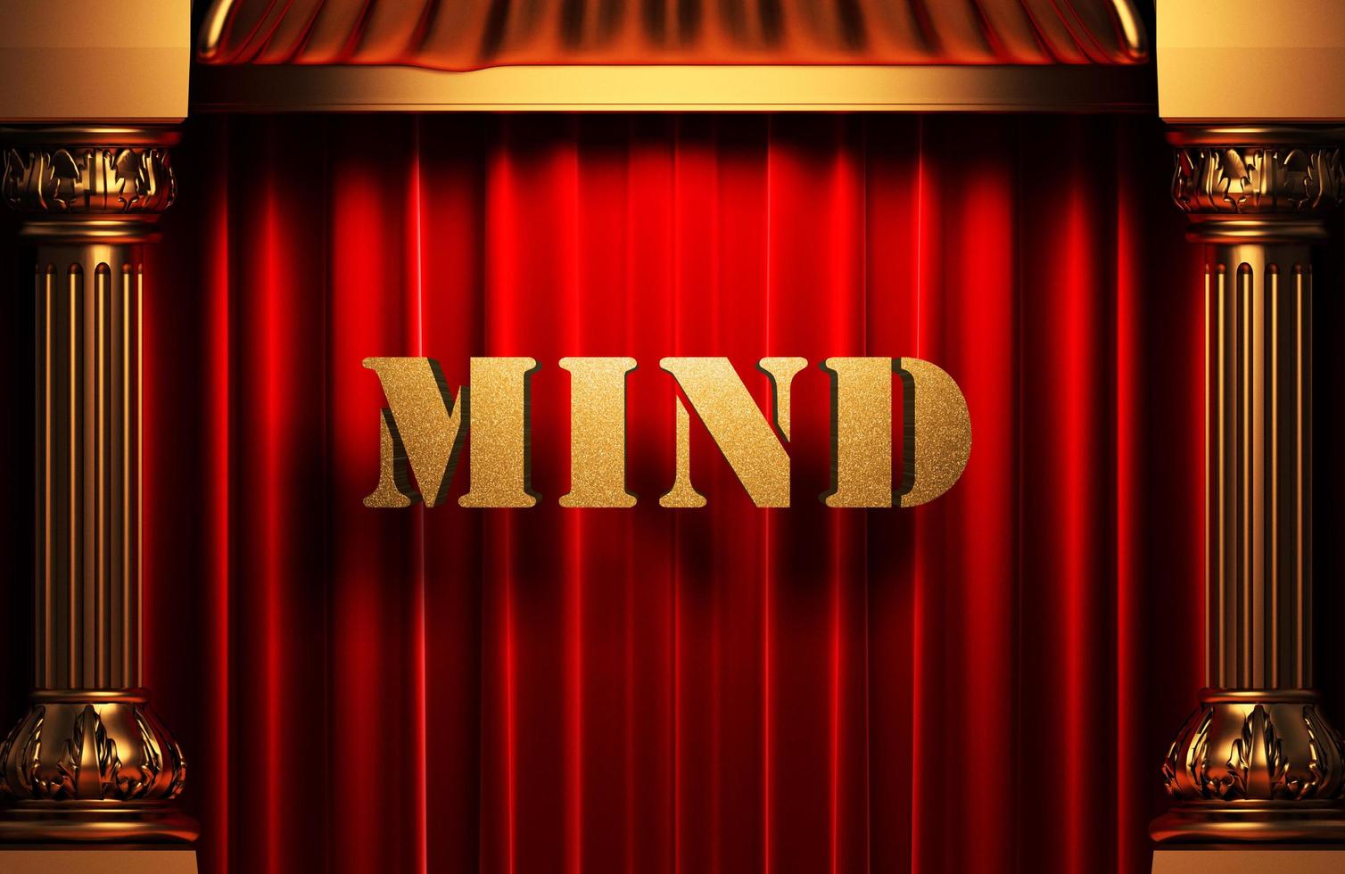 mind golden word on red curtain photo