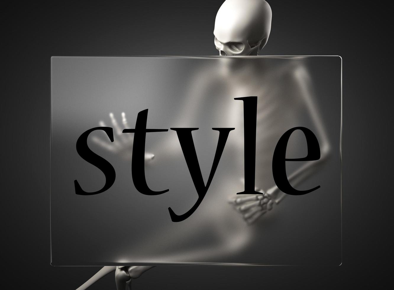 style word on glass and skeleton photo