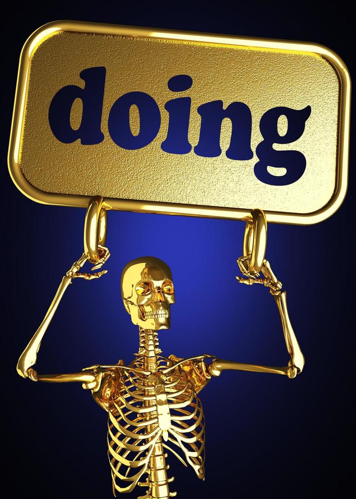 doing word and golden skeleton photo