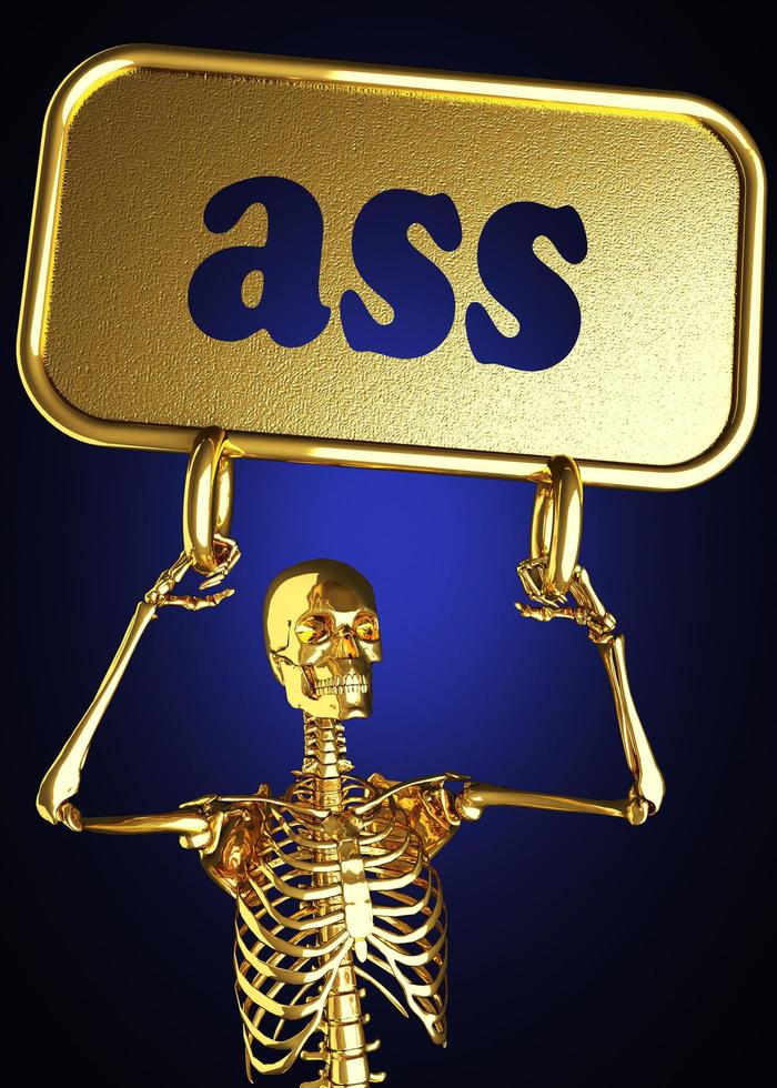 ass word and golden skeleton photo