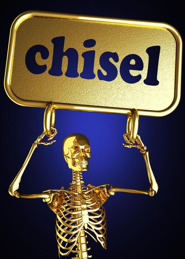 chisel word and golden skeleton 7347969 Stock Photo at Vecteezy