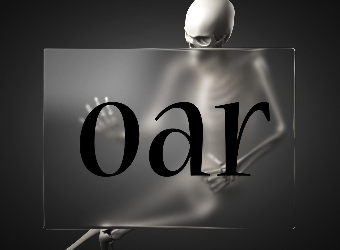 oar word on glass and skeleton photo