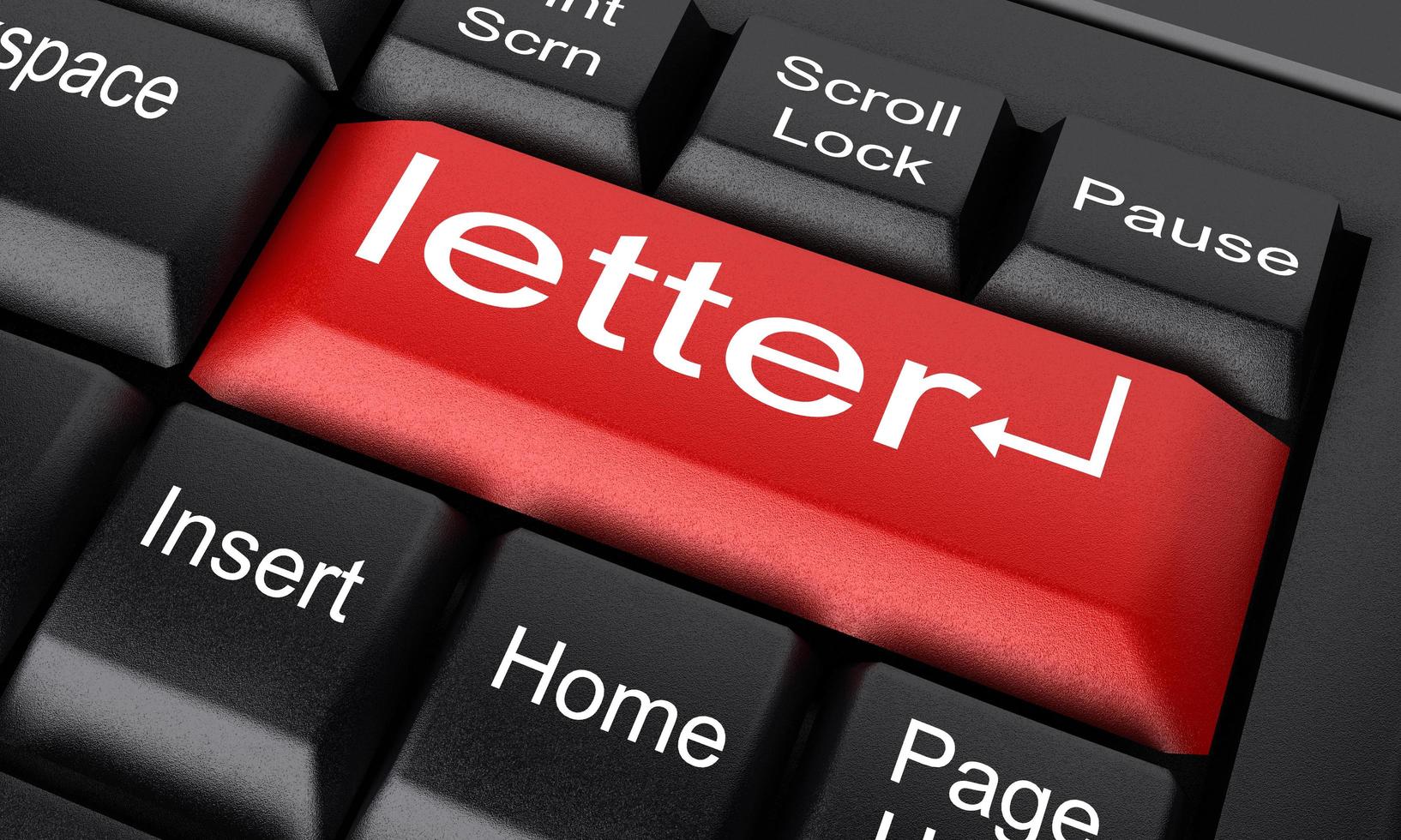 letter word on red keyboard button photo