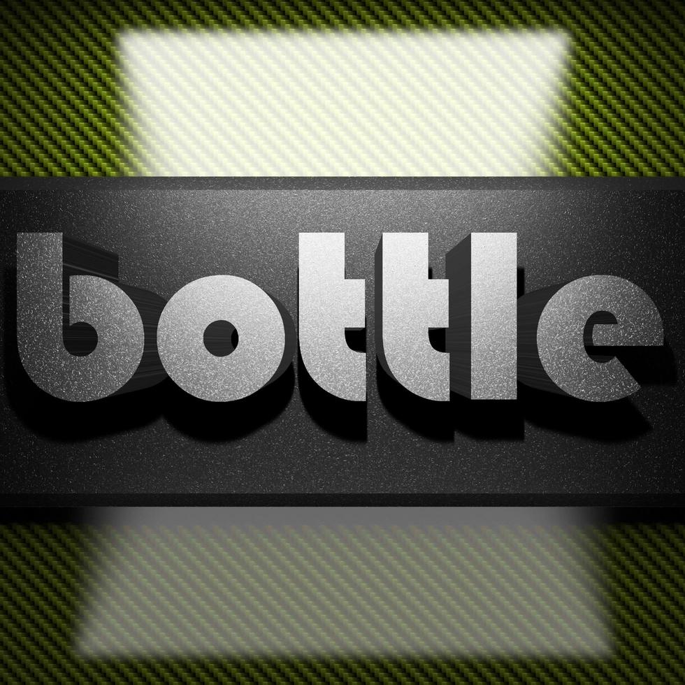 bottle word of iron on carbon photo