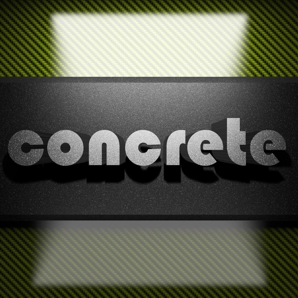 concrete word of iron on carbon photo