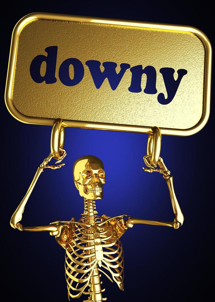 downy word and golden skeleton photo