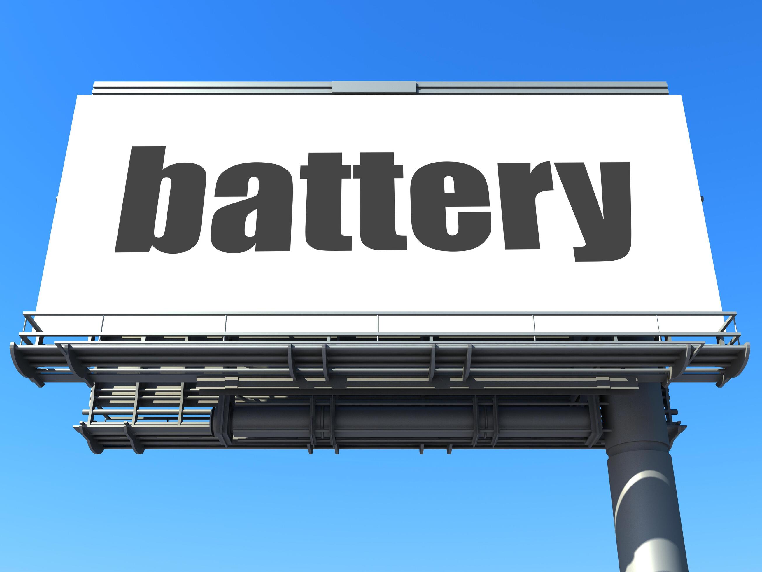 battery word on billboard 7350491 Stock Photo at Vecteezy