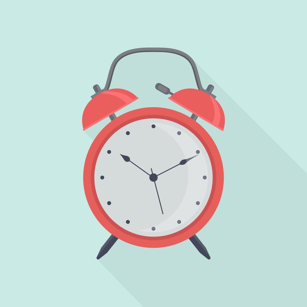 Red alarm clock. Wake up time. Vector design