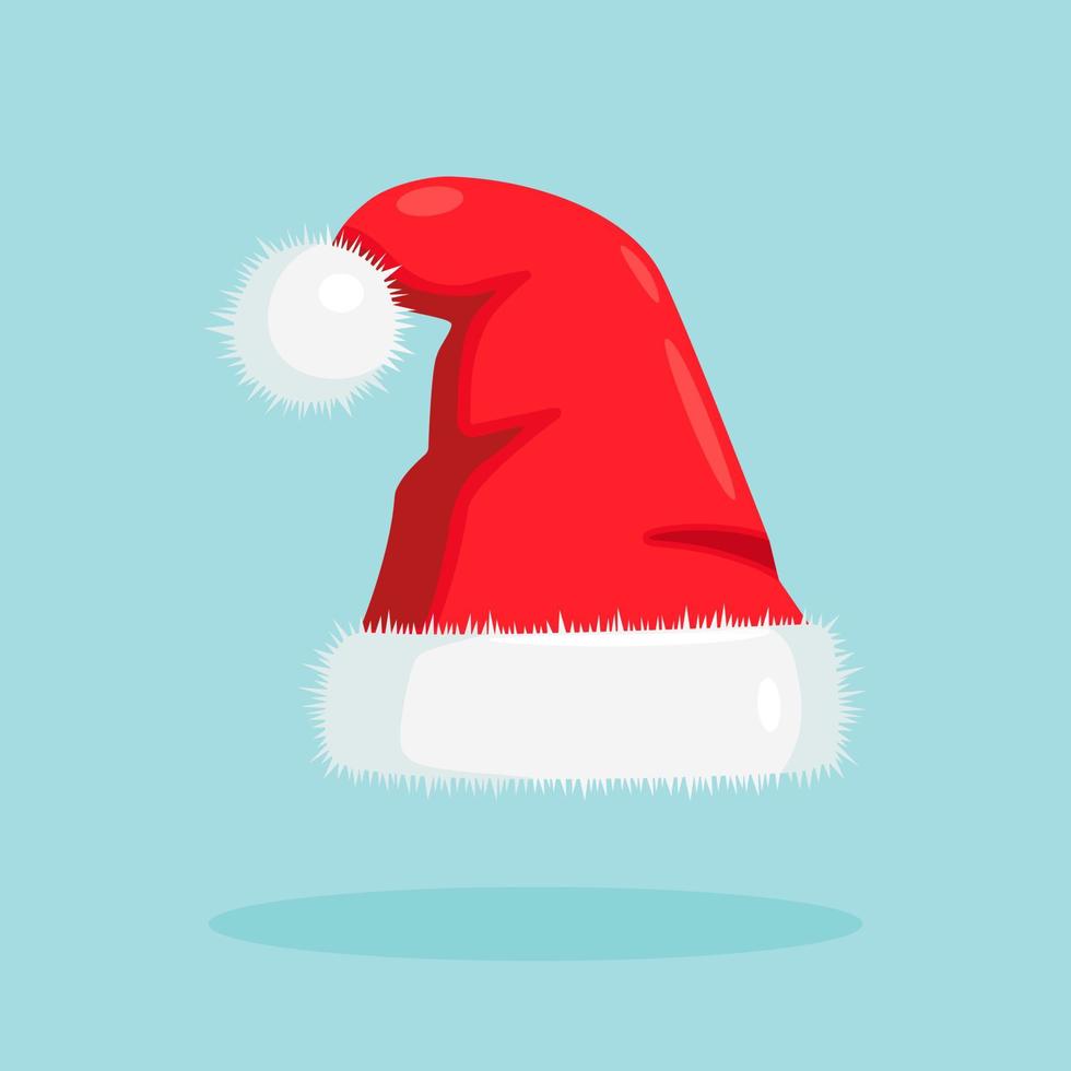 Santa claus hat isolated on background. Red cap for celebration christmas. Happy new year, merry xmas concept. Vector design