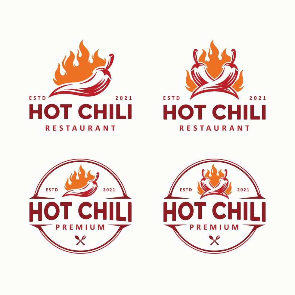 Hot chili logo design concept. Fire chili logo symbol. Spice food illustration vector