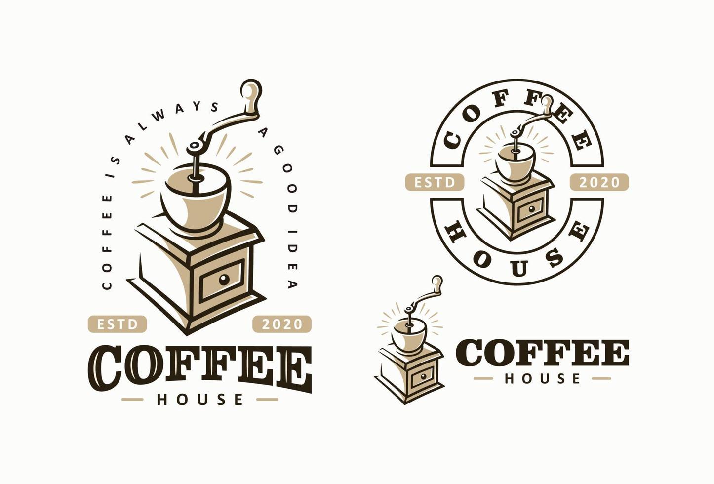 Coffee shop label with grinder template vector