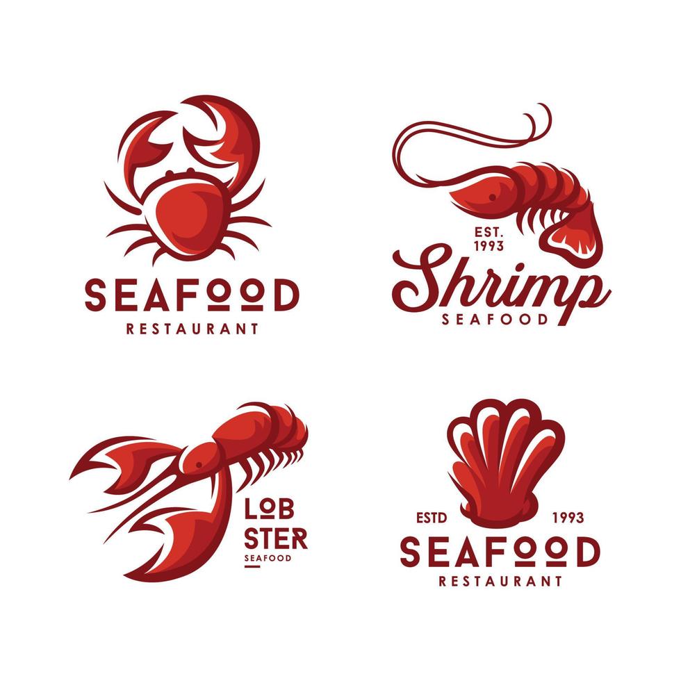 conjunto de plantilla de logotipo de mariscos vector